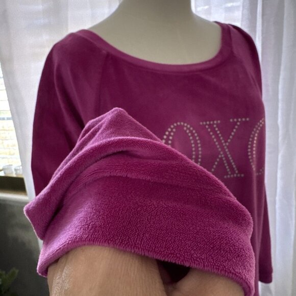 Women's Casual Pink Sweater Embellished XOXO Logo Raglan Long Sleeve Sz XL - Picture 7 of 10